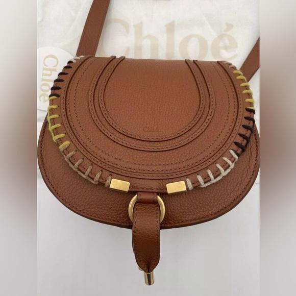 BRAND NEW CHLOE MARCIE CROSSBODY TAN LEATHER BAG PURSE - Picture 7 of 14